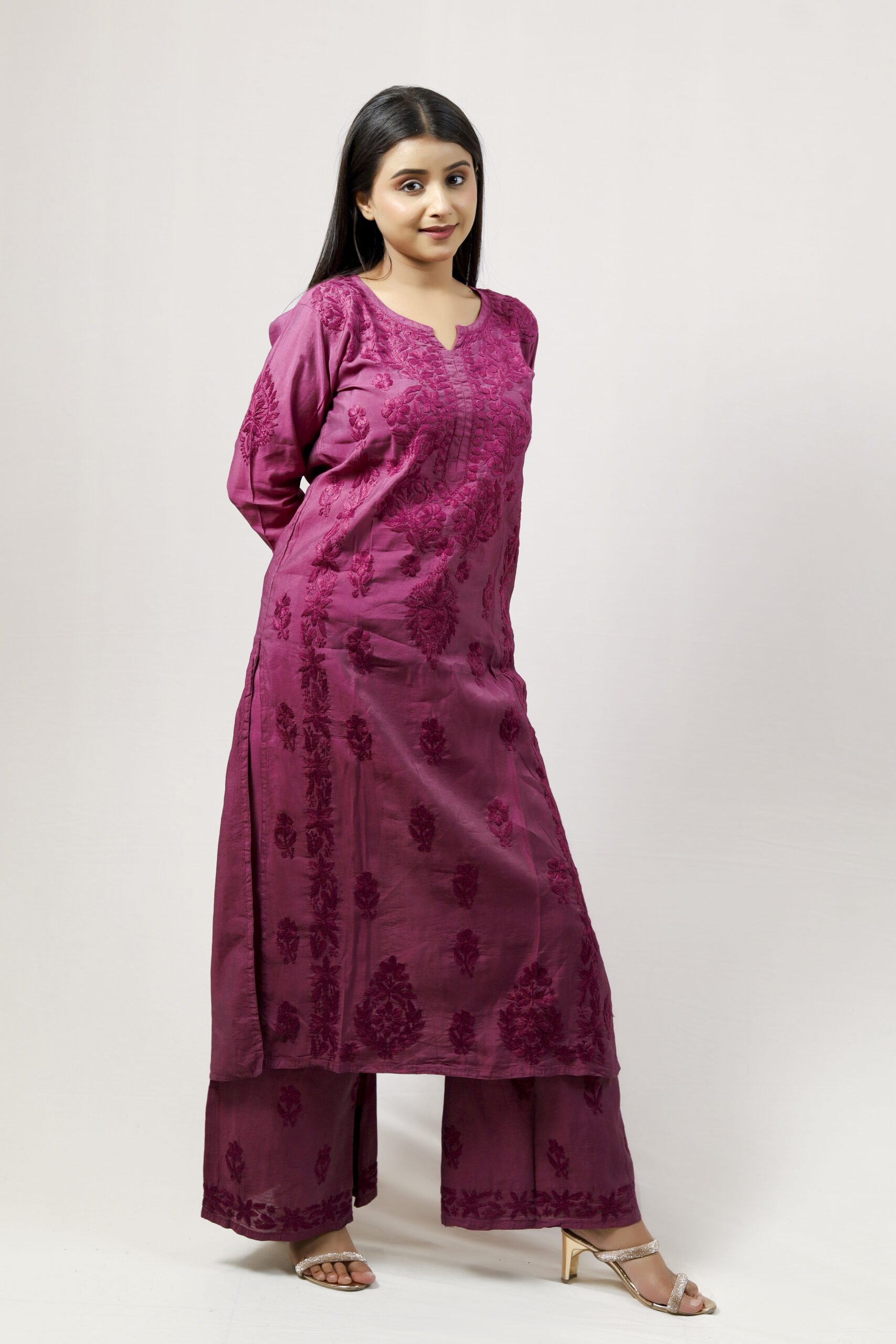 Chanderi Kurti Set | Lucknowi Chikankari