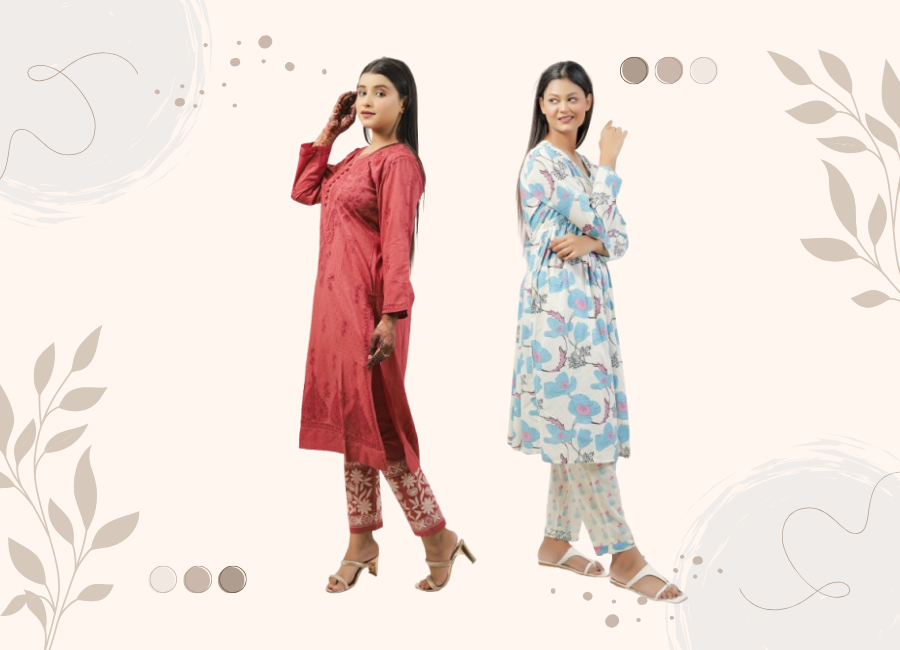 Affordable chikankari kurti sets for women, showcasing modern Indian ethnic fashion and sustainable traditional crafts.